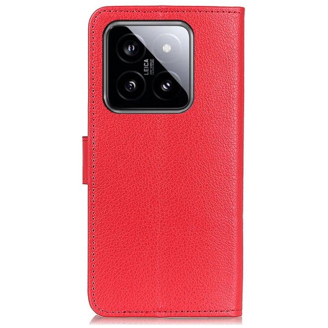 Xiaomi 14 Pro Handy Hülle - Litchi Leder Bookcover Series - rot