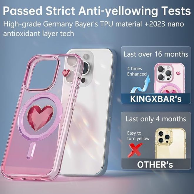 Kingxbar - iPhone 15 MagSafe Schutzhülle - Eternity Series - Crystal Dream - pink