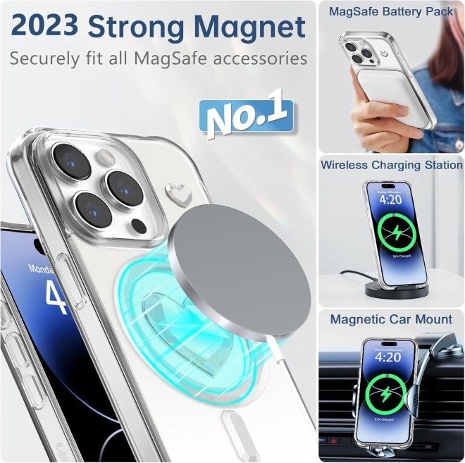 Kingxbar - iPhone 15 MagSafe Schutzhülle - Eternity Series - Diamond Galaxy - weiss