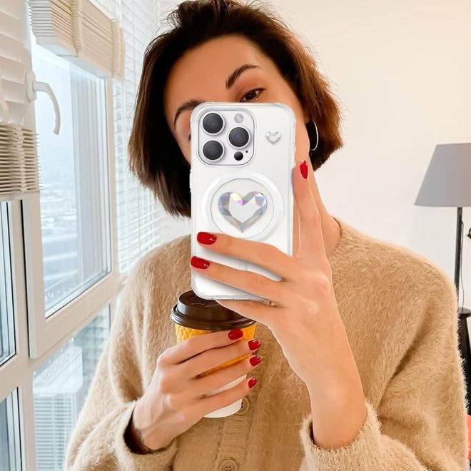 Kingxbar - iPhone 15 MagSafe Schutzhülle - Eternity Series - Diamond Galaxy - weiss