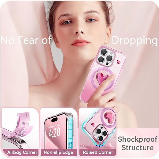 Kingxbar - iPhone 15 Pro MagSafe Schutzhülle - Eternity Series - Crystal Dream - pink