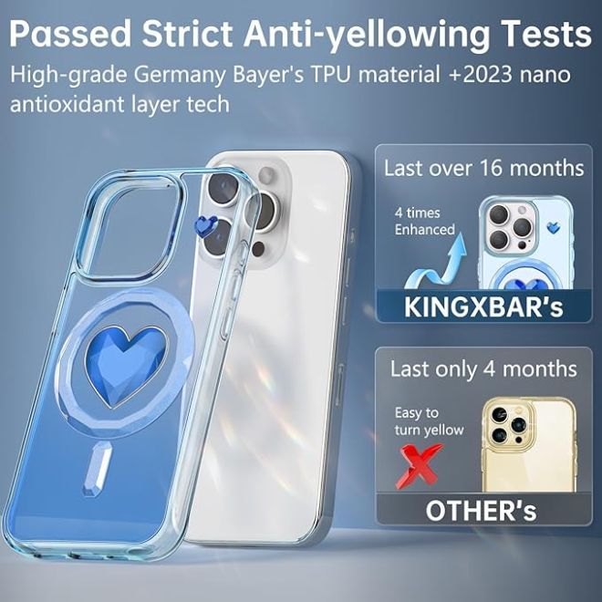 Kingxbar - iPhone 15 Pro MagSafe Schutzhülle - Eternity Series - Ocean Heart  - blau