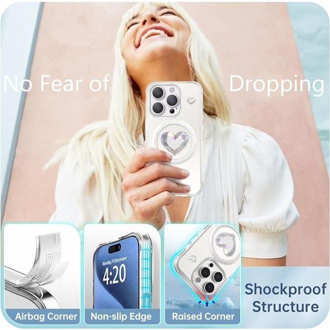 Kingxbar - iPhone 15 Pro MagSafe Schutzhülle - Eternity Series - Diamond Galaxy - weiss