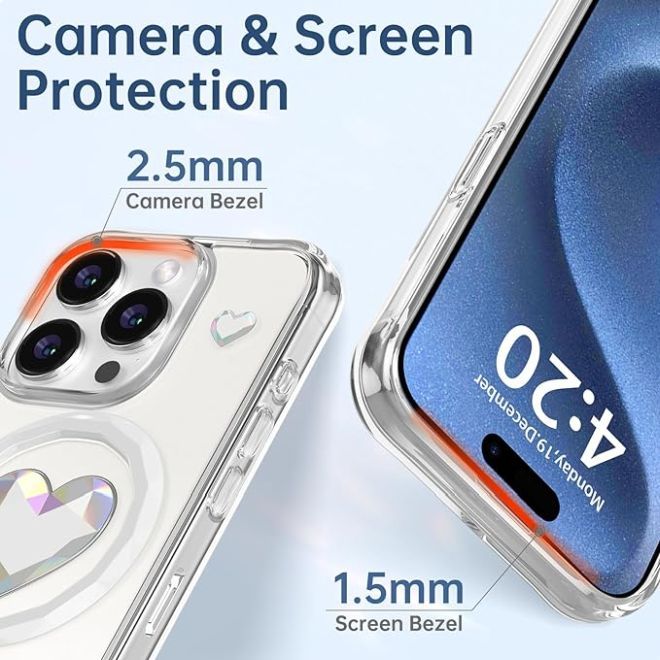 Kingxbar - iPhone 15 Pro MagSafe Schutzhülle - Eternity Series - Diamond Galaxy - weiss