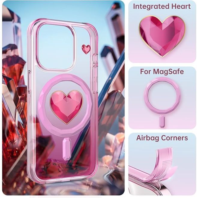 Kingxbar - iPhone 15 Pro Max MagSafe Schutzhülle - Eternity Series - Crystal Dream - pink