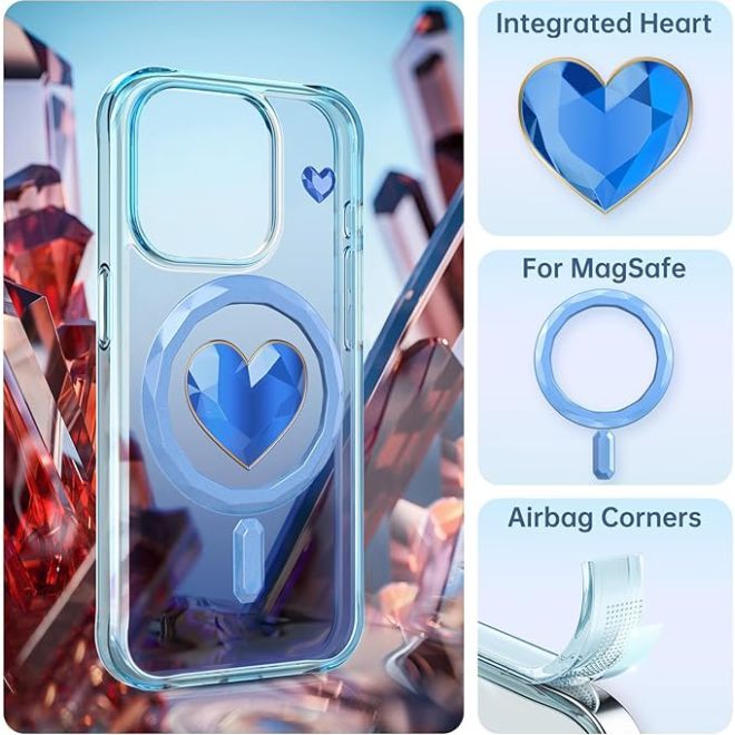 Kingxbar - iPhone 15 Pro Max MagSafe Schutzhülle - Eternity Series - Ocean Heart  - blau