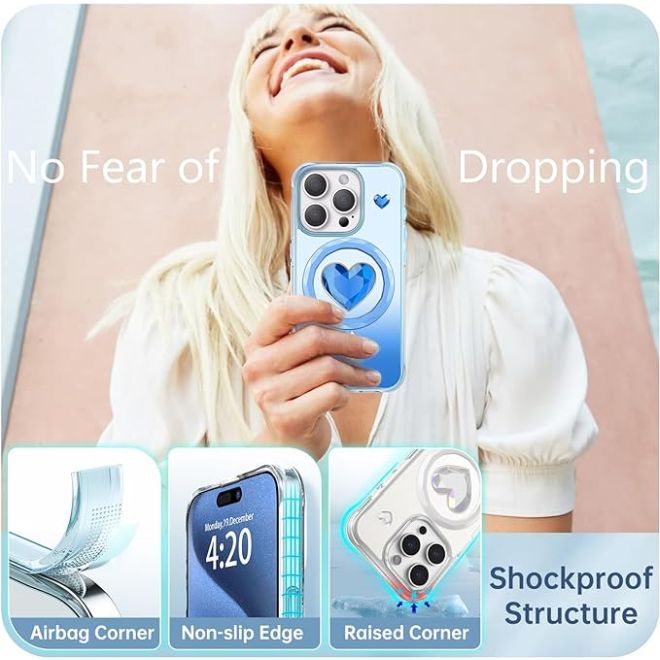 Kingxbar - iPhone 15 Pro Max MagSafe Schutzhülle - Eternity Series - Ocean Heart  - blau