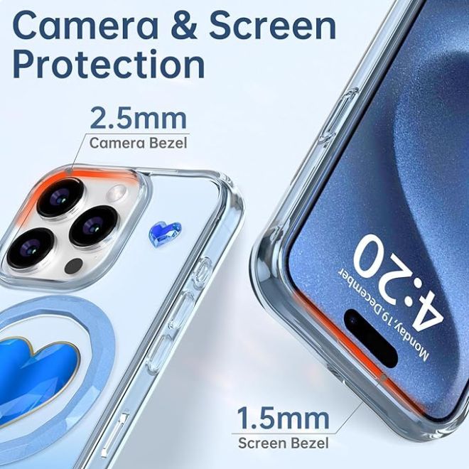 Kingxbar - iPhone 15 Pro Max MagSafe Schutzhülle - Eternity Series - Ocean Heart  - blau