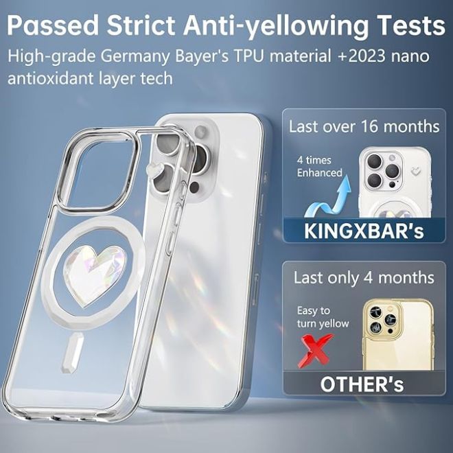 Kingxbar - iPhone 15 Pro Max MagSafe Schutzhülle - Eternity Series - Diamond Galaxy - weiss