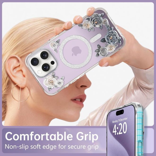 Kingxbar - iPhone 15 MagSafe Schutzhülle - Rose Series - violett