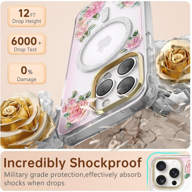 Kingxbar - iPhone 15 MagSafe Schutzhülle - Rose Series - rosa