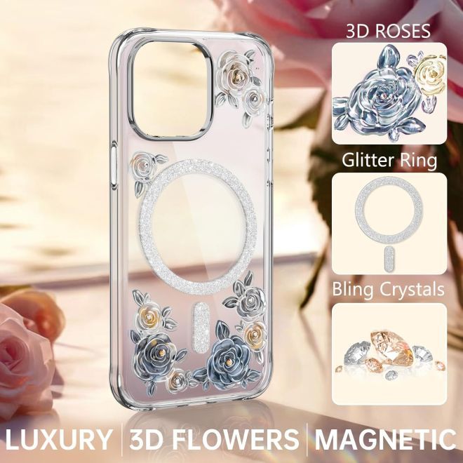 Kingxbar - iPhone 15 Pro MagSafe Schutzhülle - Rose Series - violett