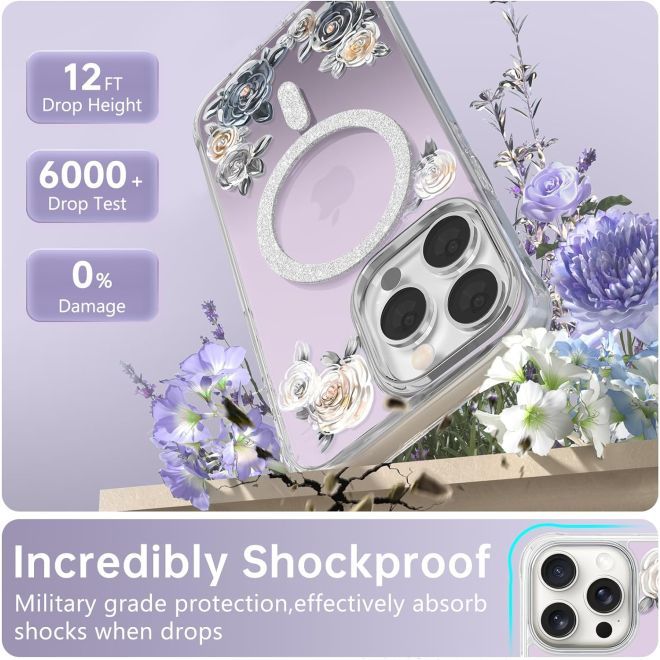 Kingxbar - iPhone 15 Pro MagSafe Schutzhülle - Rose Series - violett