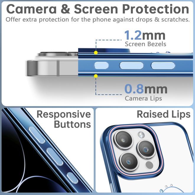 Kingxbar - iPhone 15 Schutzhülle - Case mit Kristallen - Wish Series - blau