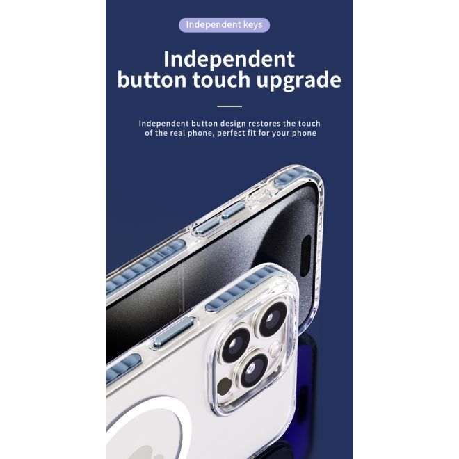 Kingxbar - iPhone 15 MagSafe Schutzhülle - Ice Crystal Series - blau