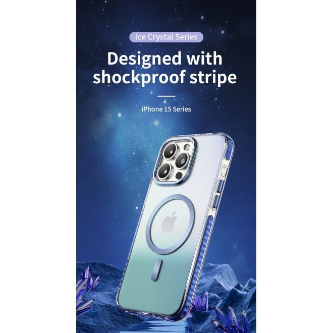 Kingxbar - iPhone 15 Pro Max MagSafe Schutzhülle - Ice Crystal Series - blau