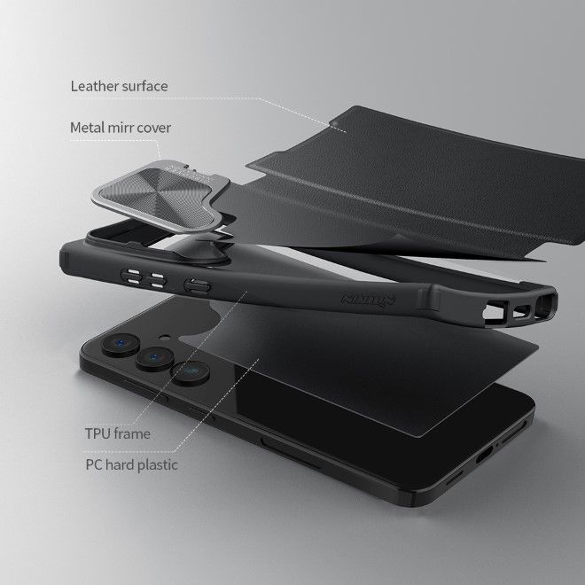 Nillkin - Samsung Galaxy S24 Hülle - Leder Book Case - Qin Prop Plain Series - schwarz