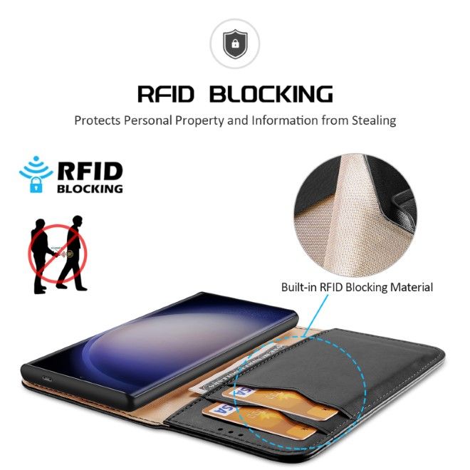 Dux Ducis - Samsung Galaxy S24 Ultra Hülle - Handy Leder Case - Hivo Series - schwarz