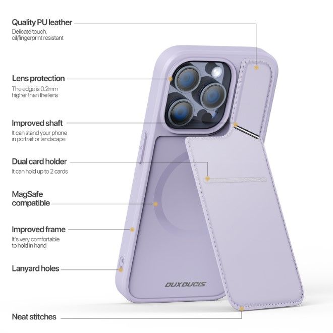 Dux Ducis - iPhone 14 Pro Max Hülle - PC und TPU Hardcase - Rafi II Mag Series - purpur