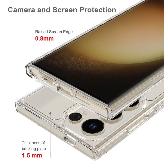 Samsung Galaxy S24 Ultra Hülle (PC / TPU Case) - Polycarbonat Rückseite + TPU Ränder - transparent