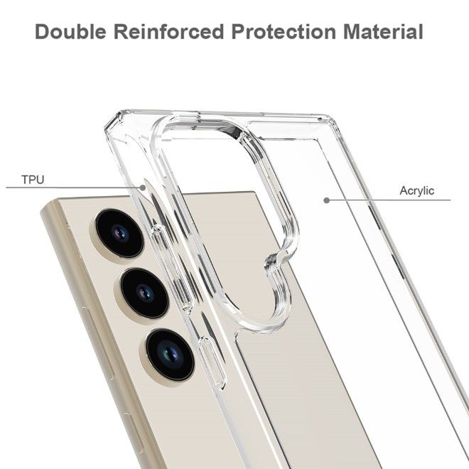 Samsung Galaxy S24 Ultra Hülle (PC / TPU Case) - Polycarbonat Rückseite + TPU Ränder - transparent