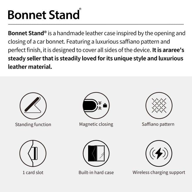 Araree - Samsung Galaxy S24+ Hülle - Case mit Stand Funktion - Bonnet Diary Series - Made in Korea - schwarz