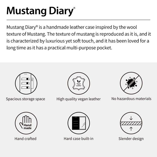 Araree - Samsung Galaxy S24 Ultra Hülle - Case aus Kunstleder - Mustang Diary Series - Made in Korea - schwarz