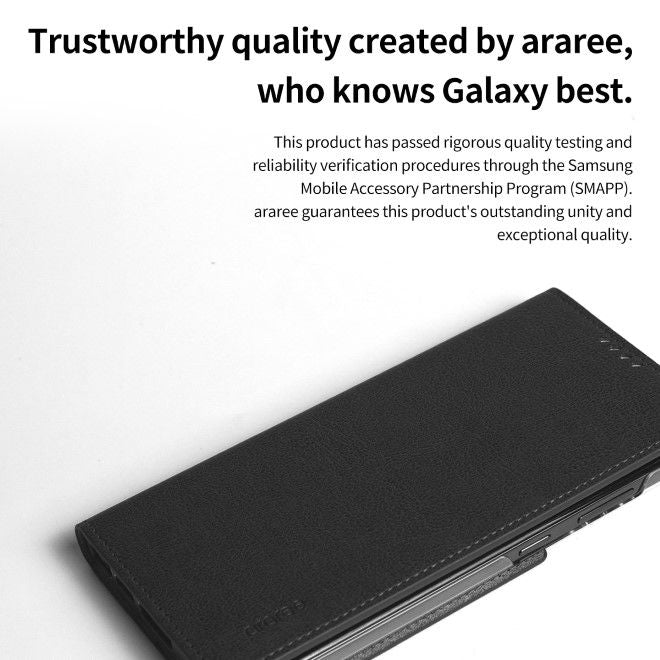 Araree - Samsung Galaxy S24 Ultra Hülle - Case aus Kunstleder - Mustang Diary Series - Made in Korea - schwarz