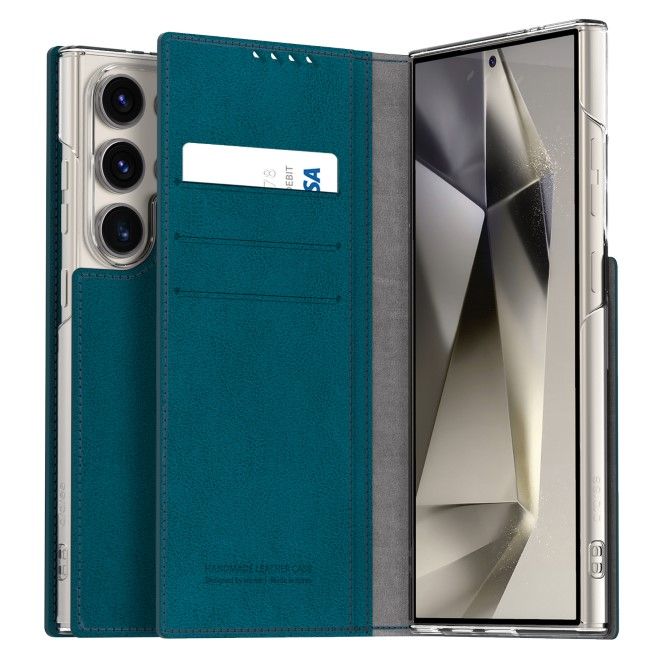 Araree - Samsung Galaxy S24 Ultra Hülle - Case aus Kunstleder - Mustang Diary Series - Made in Korea - blau