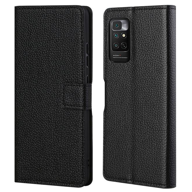 Xiaomi Redmi Note 11 4G / Redmi Note 11S 4G Handy Hülle - Litchi Leder Bookcover Series - schwarz
