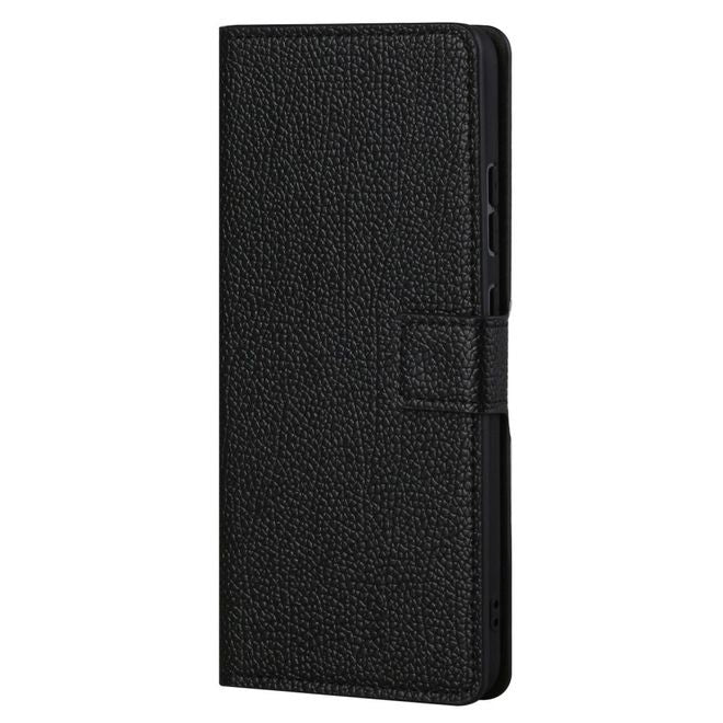 Xiaomi Redmi Note 11 4G / Redmi Note 11S 4G Handy Hülle - Litchi Leder Bookcover Series - schwarz