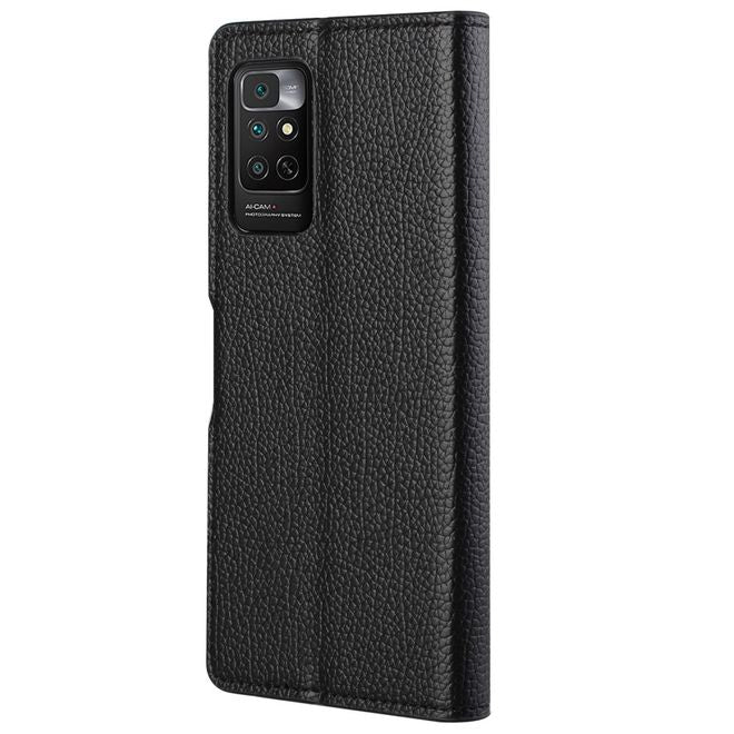 Xiaomi Redmi Note 11 4G / Redmi Note 11S 4G Handy Hülle - Litchi Leder Bookcover Series - schwarz