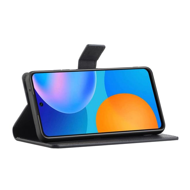 Xiaomi Redmi Note 11 4G / Redmi Note 11S 4G Handy Hülle - Litchi Leder Bookcover Series - schwarz