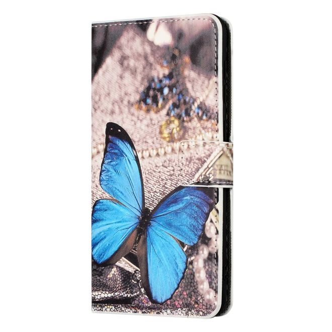 Samsung Galaxy A25 5G Handy Hülle - Leder Bookcover Image Series - blauer Schmetterling