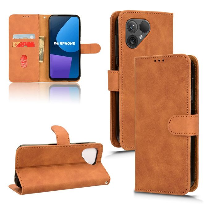 Fairphone 5 Handy Hülle - Classic II Leder Bookcover Series - braun