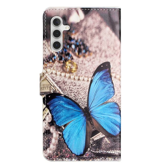 Samsung Galaxy A15 5G / 4G Handy Hülle - Leder Bookcover Image Series - blauer Schmetterling
