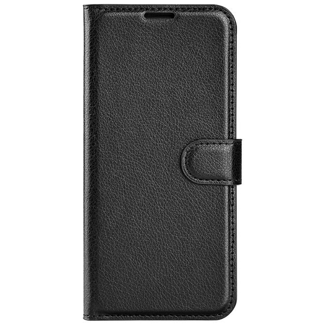 Samsung Galaxy A15 5G / 4G Handy Hülle - Litchi Leder Bookcover Series - schwarz