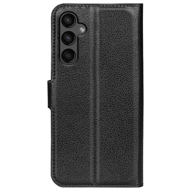 Samsung Galaxy A15 5G / 4G Handy Hülle - Litchi Leder Bookcover Series - schwarz