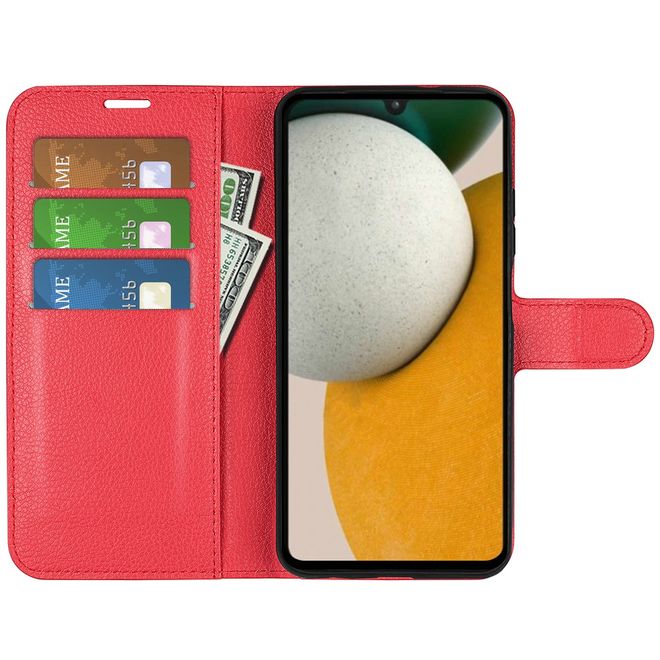 Samsung Galaxy A15 5G / 4G Handy Hülle - Litchi Leder Bookcover Series - rot