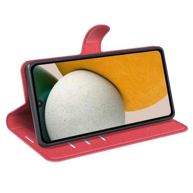 Samsung Galaxy A15 5G / 4G Handy Hülle - Litchi Leder Bookcover Series - rot