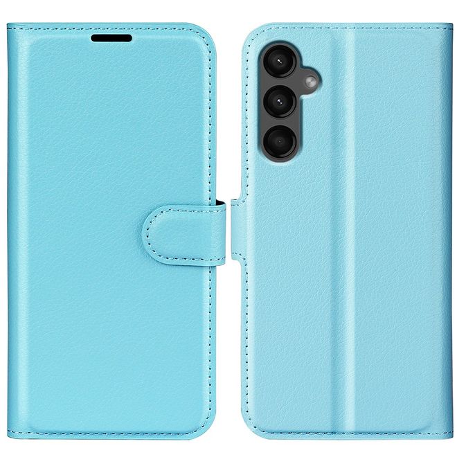 Samsung Galaxy A15 5G / 4G Handy Hülle - Litchi Leder Bookcover Series - blau