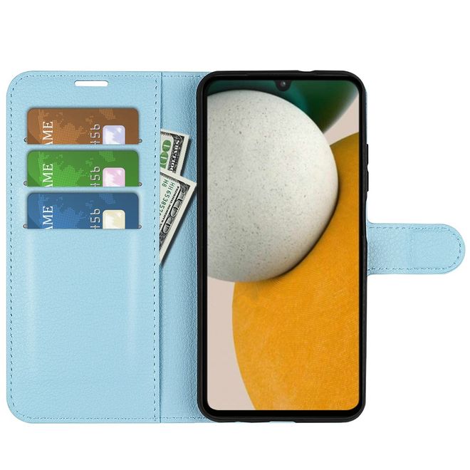 Samsung Galaxy A15 5G / 4G Handy Hülle - Litchi Leder Bookcover Series - blau