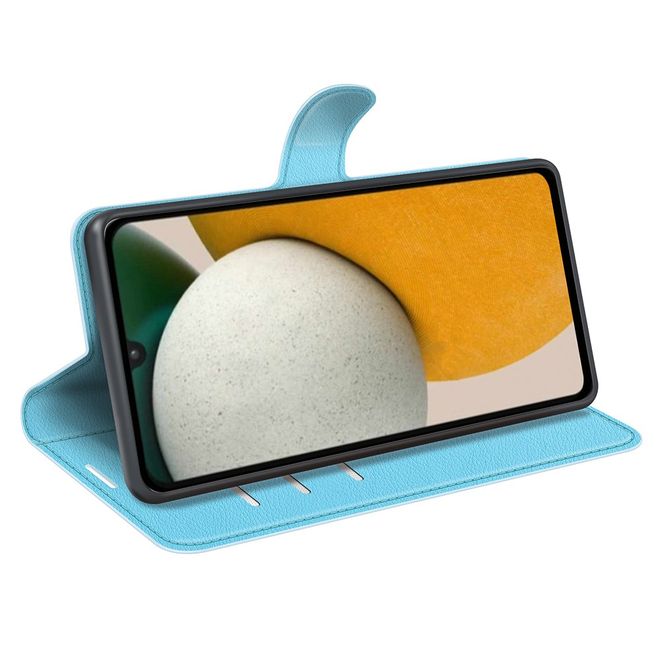 Samsung Galaxy A15 5G / 4G Handy Hülle - Litchi Leder Bookcover Series - blau