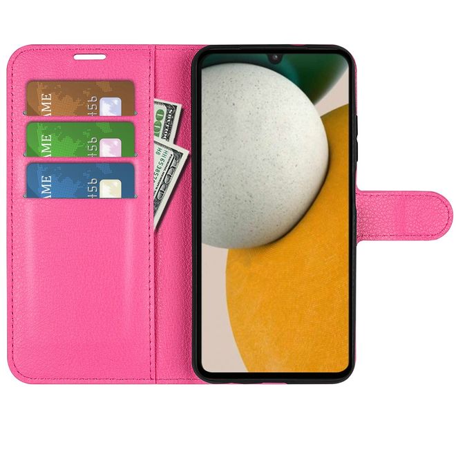 Samsung Galaxy A15 5G / 4G Handy Hülle - Litchi Leder Bookcover Series - pink