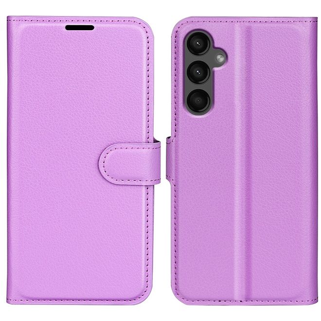 Samsung Galaxy A15 5G / 4G Handy Hülle - Litchi Leder Bookcover Series - purpur