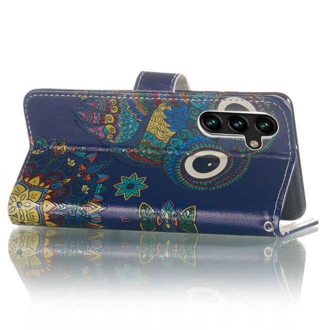 Samsung Galaxy A15 5G / 4G Handy Hülle - Leder Bookcover Image Series - blaue Eule