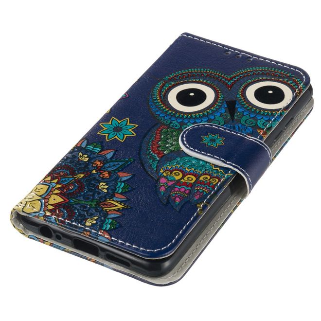Samsung Galaxy A15 5G / 4G Handy Hülle - Leder Bookcover Image Series - blaue Eule