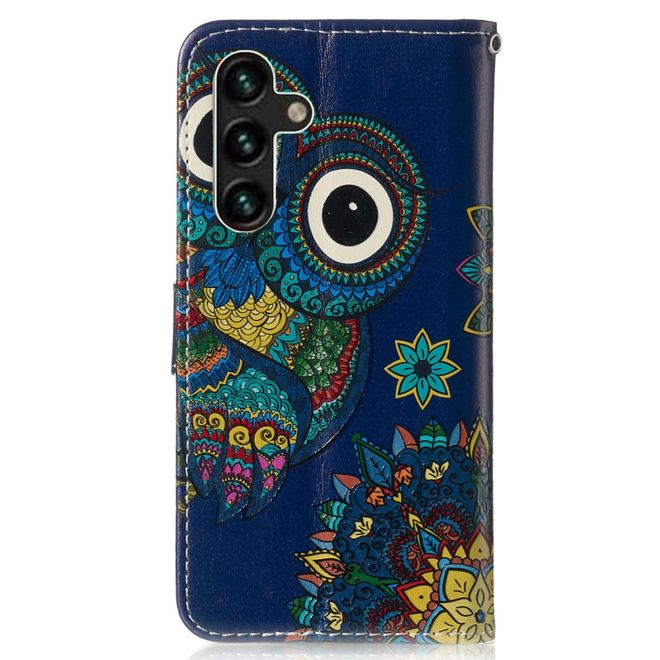 Samsung Galaxy A15 5G / 4G Handy Hülle - Leder Bookcover Image Series - blaue Eule