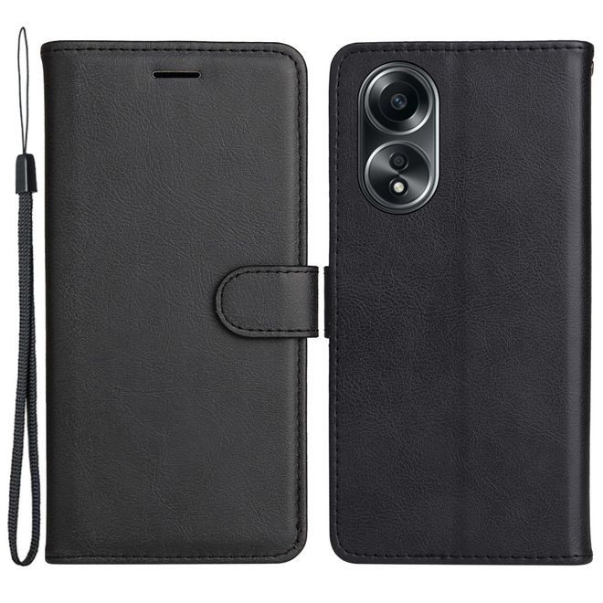 Oppo A58 4G Handy Hülle - Classic II Leder Bookcover Series - schwarz