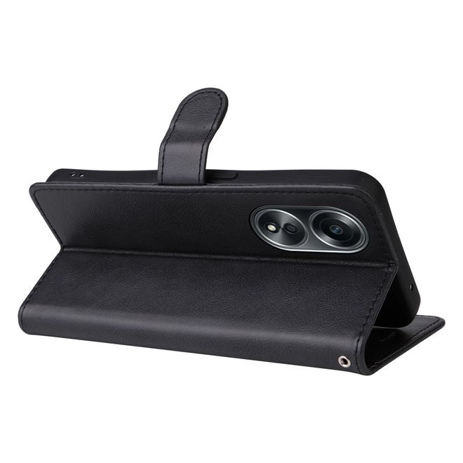 Oppo A58 4G Handy Hülle - Classic II Leder Bookcover Series - schwarz